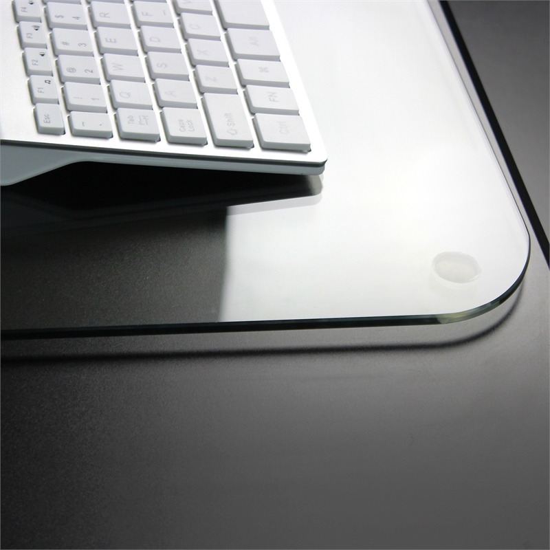 Pemberly Row Contemporary Plastic Clear Glaciermat Glass Desk Pad Size 20 x 36