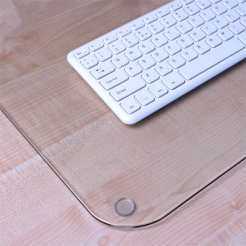 Pemberly Row Contemporary Plastic Clear Glaciermat Glass Desk Pad Size 20 x 36