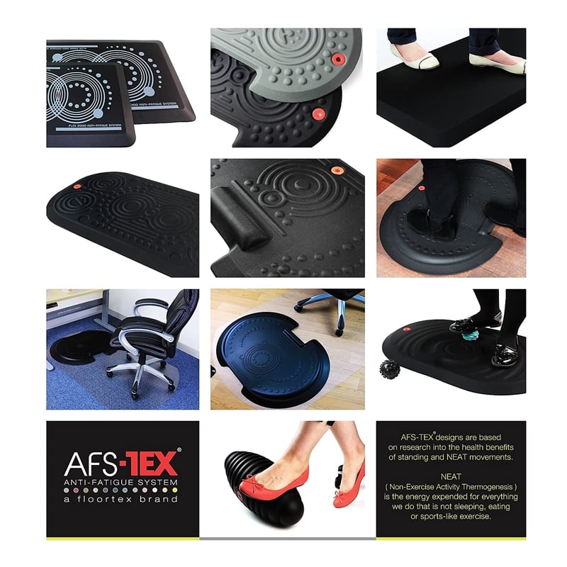 Pemberly Row Modern Plastic Active Anti Fatigue Comfort Mat Black Large Size