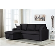 Pemberly Row Black Fabric Reversible Sleeper Sectional Sofa w/ Storage Chaise