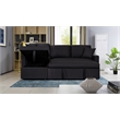 Pemberly Row Black Fabric Reversible Sleeper Sectional Sofa w/ Storage Chaise