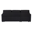 Pemberly Row Black Fabric Reversible Sleeper Sectional Sofa w/ Storage Chaise
