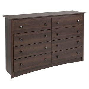 pemberly row 8-drawer transitional composite wood dresser in espresso