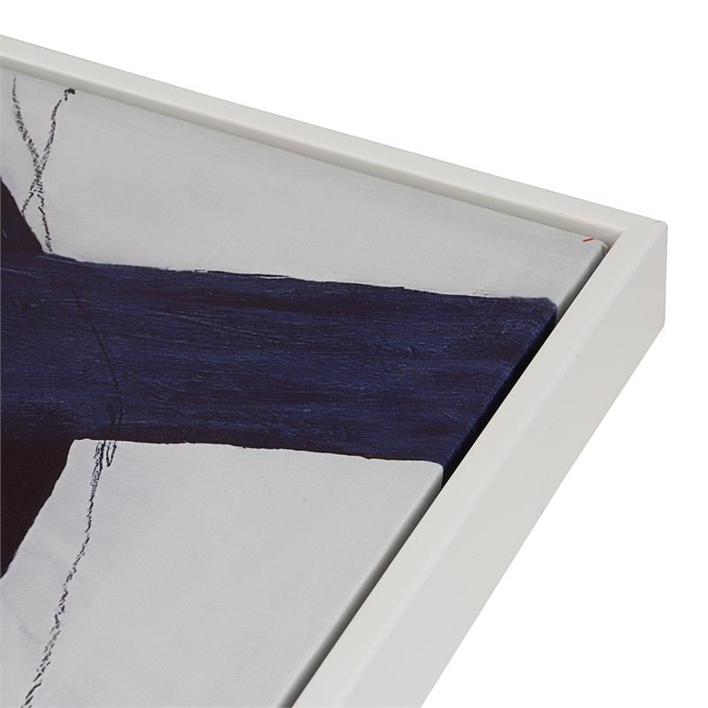 Pemberly Row Engineered Wood Set of 2 Abstract Wall Art with White Frame in Blue