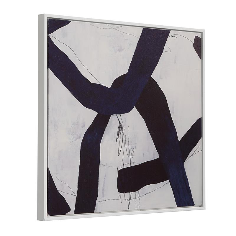 Pemberly Row Engineered Wood Set of 2 Abstract Wall Art with White Frame in Blue
