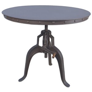 Pemberly Row Contemporary / Modern Metal Brown Adjustable Crank Table Industrial
