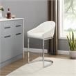 Pemberly Row Transitional Metal 26 In Upholstered Counter Stool in White/Chrome