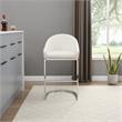 Pemberly Row Transitional Metal 26 In Upholstered Counter Stool in White/Chrome