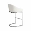 Pemberly Row Transitional Metal 26 In Upholstered Counter Stool in White/Chrome