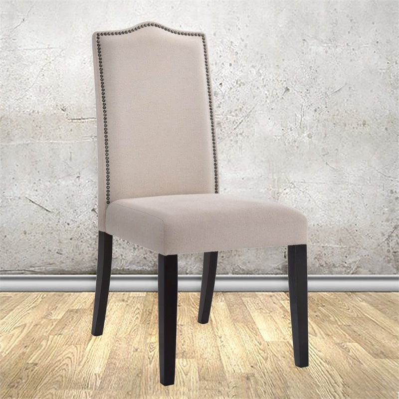 Pemberly Row Modern / Contemporary Fabric Nail head Chair Espresso with Linen