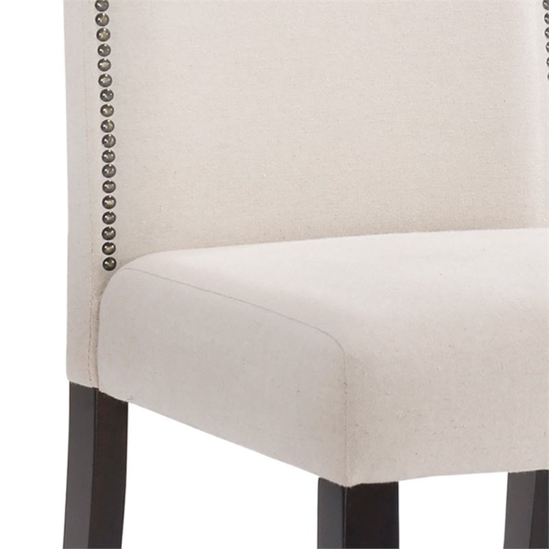 Pemberly Row Modern / Contemporary Fabric Nail head Chair Espresso with Linen