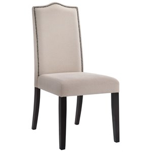 Pemberly Row Modern / Contemporary Fabric Nail head Chair Espresso with Linen