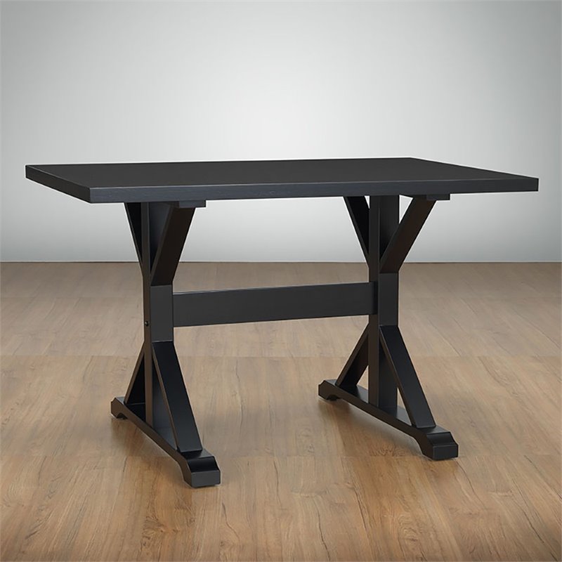Pemberly Row Contemporary / Modern Wood 30 x 48 Trestle Table Antique Black