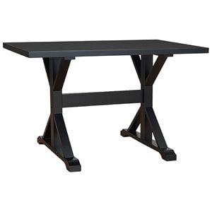 Pemberly Row Contemporary / Modern Wood 30 x 48 Trestle Table Antique Black