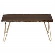 Pemberly Row Mid Century Wood Top Espresso Live Edge Coffee Table and Bench