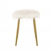 Pemberly Row Transitional Faux Fur and Metal Ottoman in White Fur and Gold