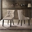 Pemberly Row Velvet Linen Upholstered Dining Chair in Espresso/Cream (2)