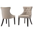 Pemberly Row Velvet Linen Upholstered Dining Chair in Espresso/Cream (2)