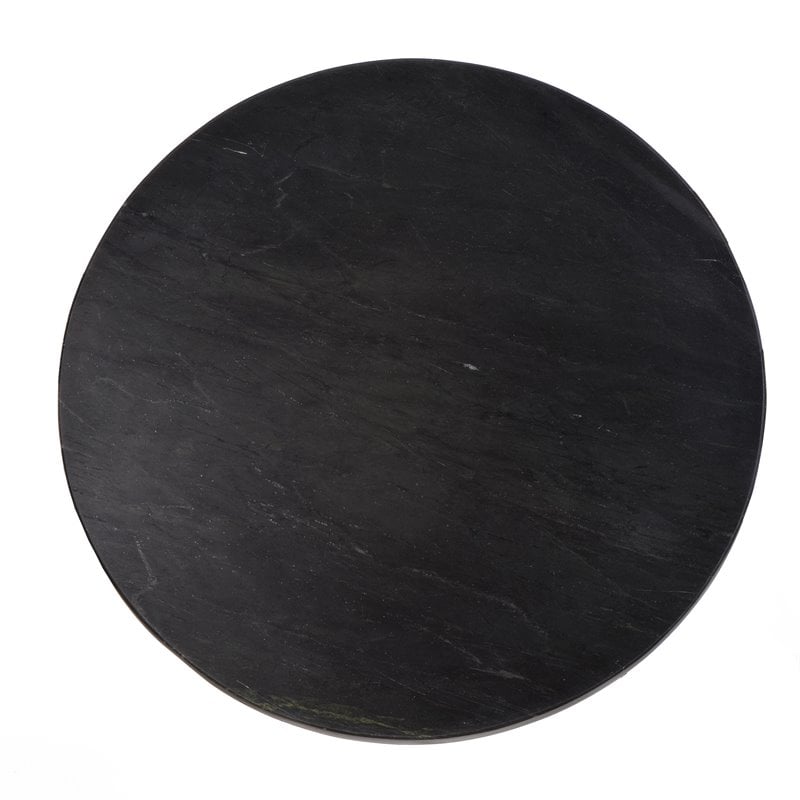 Pemberly Row Mid-Century Marble Top Accent Table in Black and Industrial