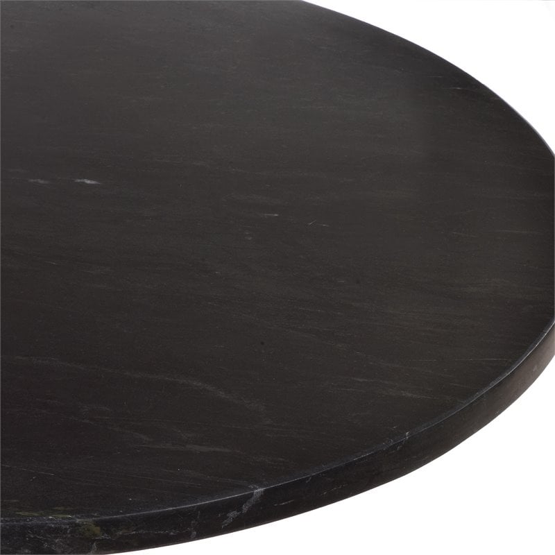 Pemberly Row Mid-Century Marble Top Accent Table in Black and Industrial