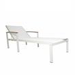 Pemberly Row Transitional Wood Reclining Chaise Lounge in Natural White