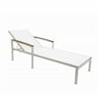 Pemberly Row Transitional Wood Reclining Chaise Lounge in Natural White