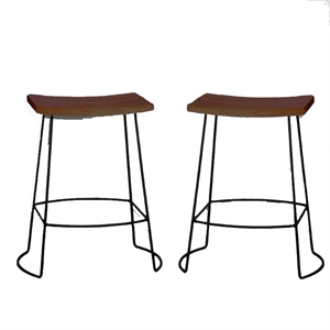 Pemberly Row 25&quot Contemporary Solid Wood Counter Stool in Chestnut (Set of 2)