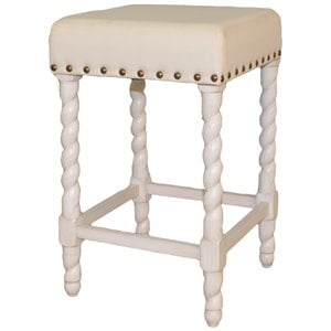 Pemberly Row Contemporary Fabric 24&quot Counter Stool Vintage White Linen