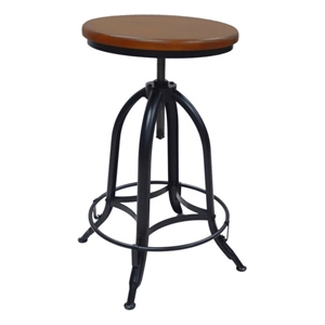 Pemberly Row 30&quot Traditional Metal Adjustable Stool in Chestnut