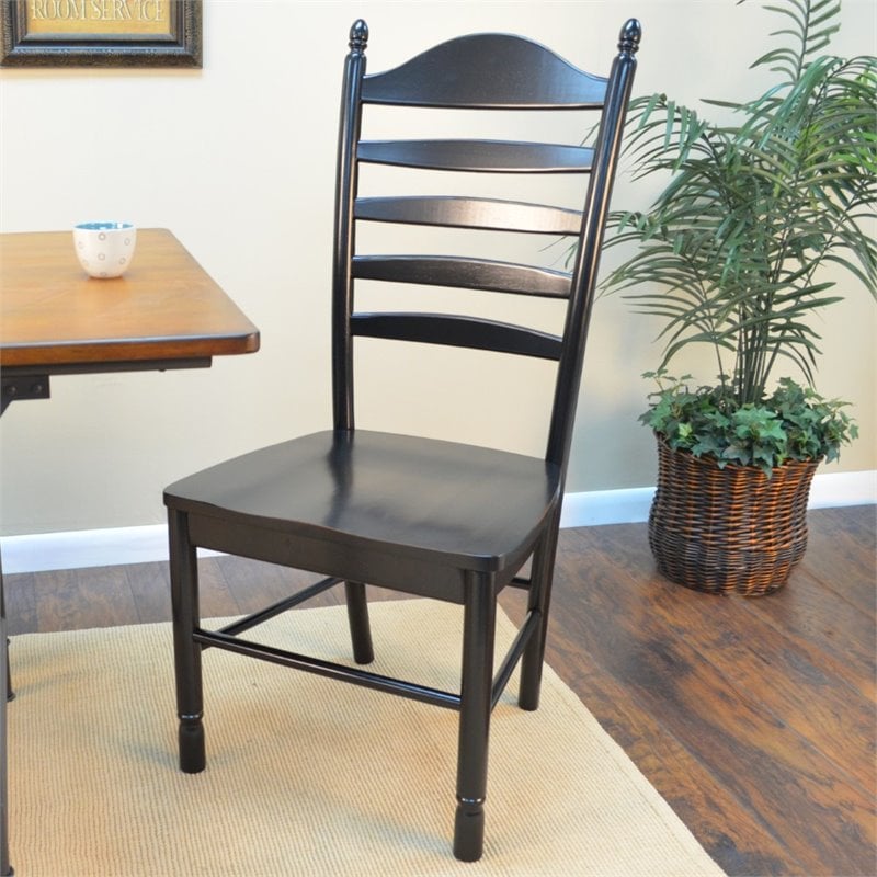 Pemberly Row Modern / Contemporary Wood Dining Chair in Antique Black