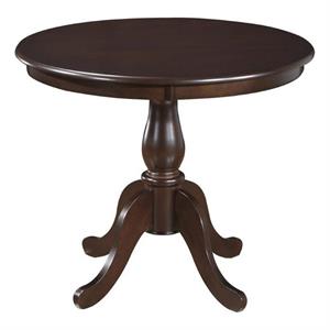 Pemberly Row Transitional Wood Top Chocolate 36&quot Round Pedestal Table