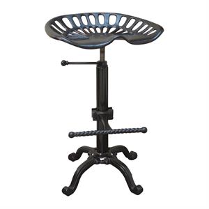 Pemberly Row Traditional Metal Adjustable Tractor Seat Stool in Black