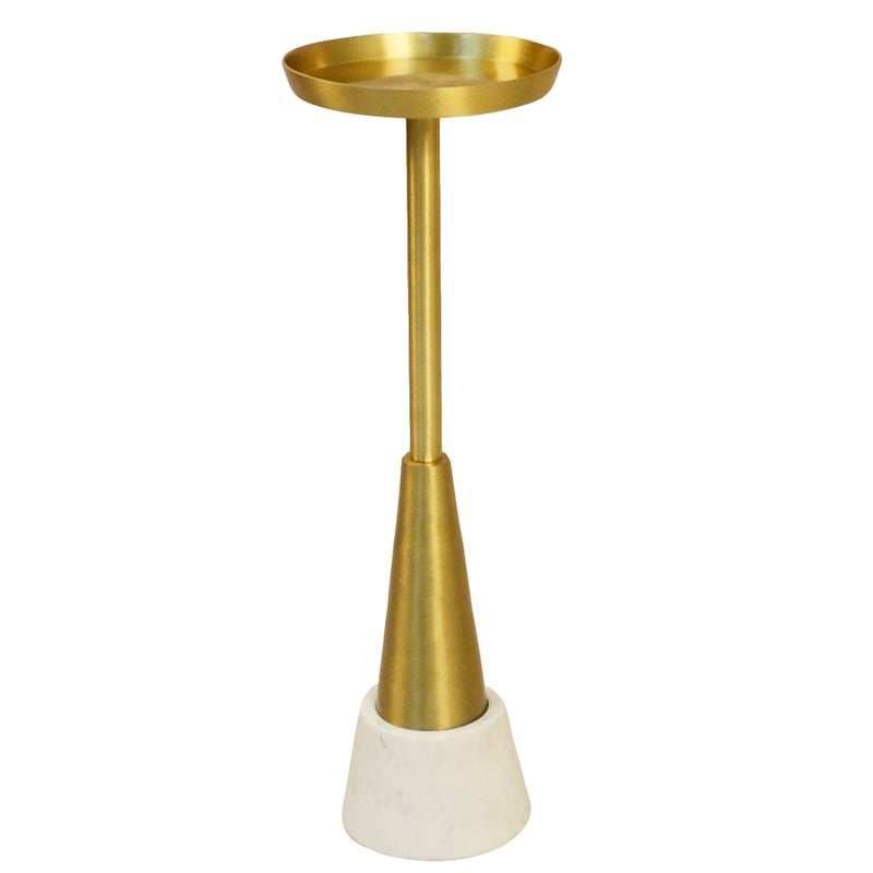 Pemberley Row Marble and Metal Gold Drink Table Round Tray Top 8