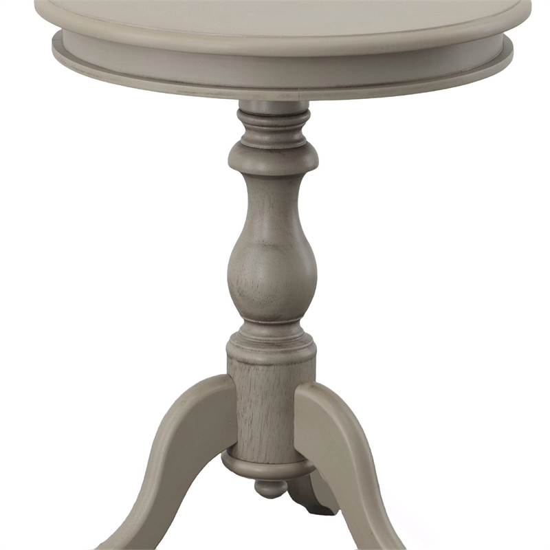 Pemberly Row Traditional Wood  Pedestal Accent Table in Weather Gray