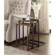Pemberly Row Modern Metal Nesting Table in Harvest Oak and Aged Iron