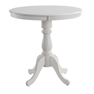 Pemberly Row Traditional 36&quot Round Wood Pedestal Bar Table in White