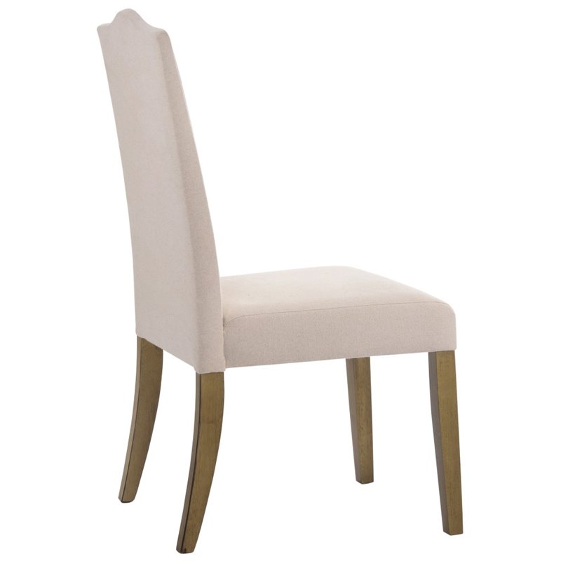 Pemberly Row Modern Fabric Nail head Chair Harvest Oak with Linen