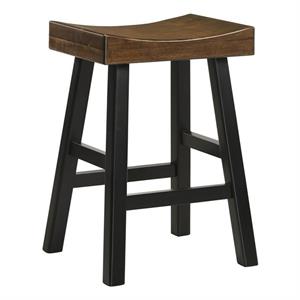 Pemberly Row Transitional Wood 25&quot Counter Stool in Elm and Black