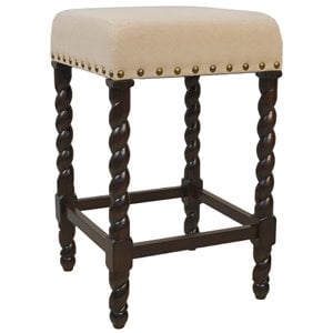 Pemberly Row Contemporary Fabric 24&quot Counter Stool Espresso Linen