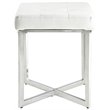 Pemberly Row Modern Faux Leather Summer Vanity Bench White/Chrome