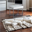 Pemberly Row Modern Faux Leather Summer Vanity Bench White/Chrome