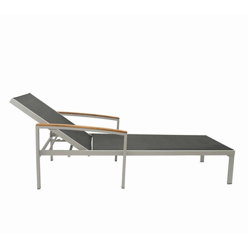 Pemberly Row Transitional Wood Reclining Chaise Lounge in Black