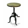 Pemberly Row Farmhouse Wood Black Adjustable Crank Accent Table
