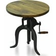 Pemberly Row Farmhouse Wood Black Adjustable Crank Accent Table