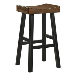 Pemberly Row Transitional Wood 30&quot Bar Stool in Elm and Black