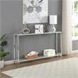 Pemberly Row Transitional Glass Chrome Slim Console in Chrome