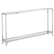 Pemberly Row Transitional Glass Chrome Slim Console in Chrome