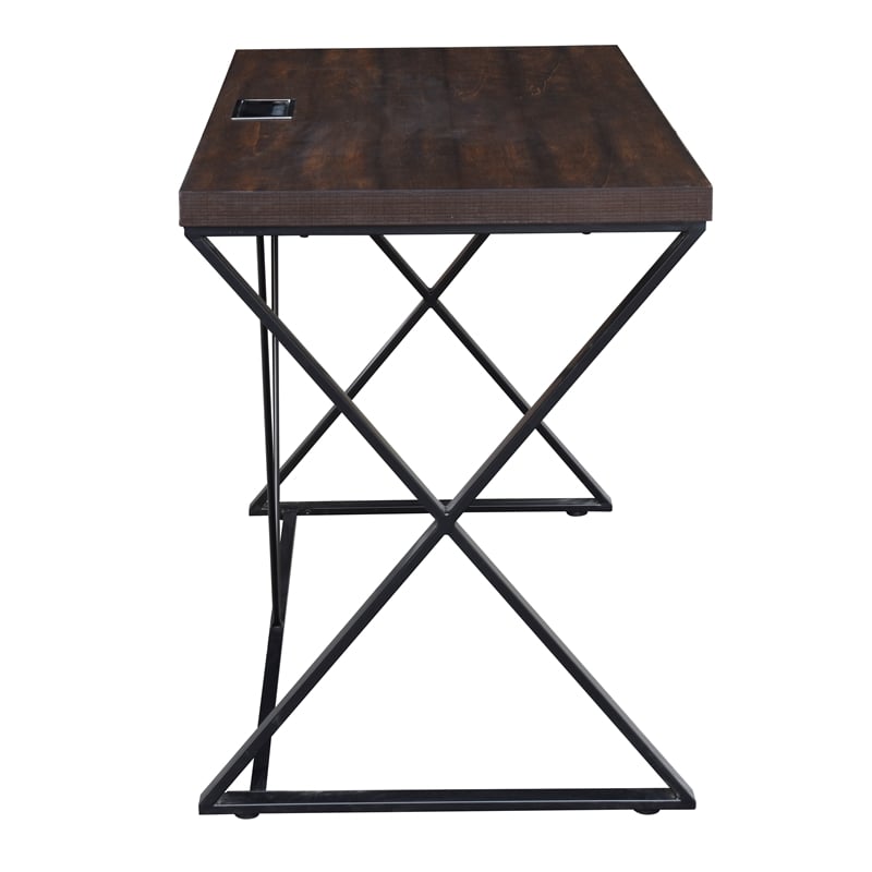 Pemberly Row Industrial Metal Computer Desk in Elm and Black
