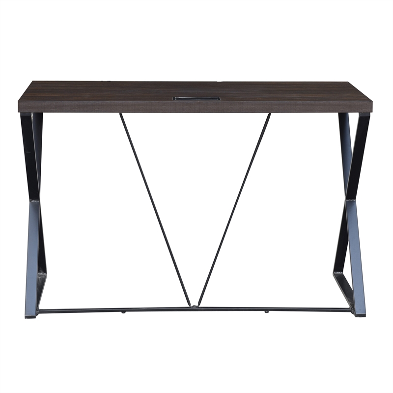Pemberly Row Industrial Metal Computer Desk in Elm and Black