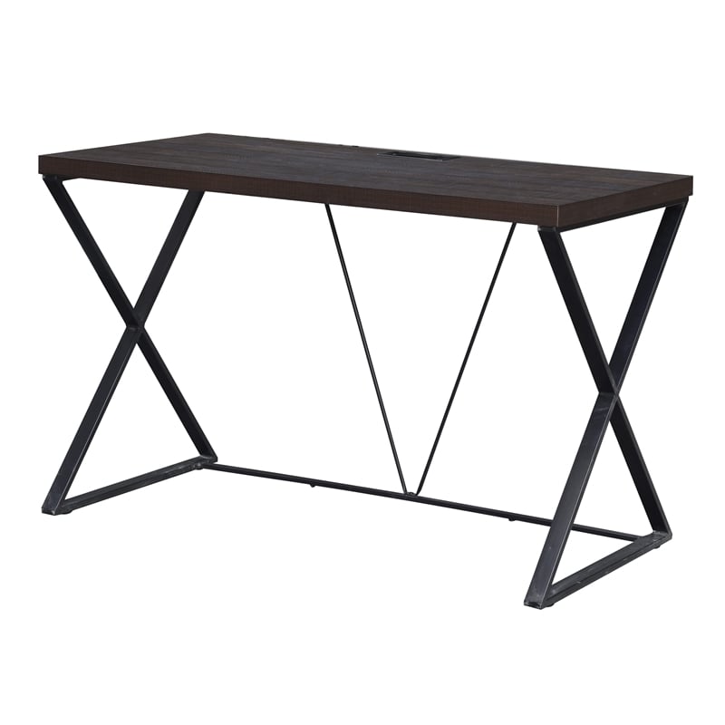 Pemberly Row Industrial Metal Computer Desk in Elm and Black